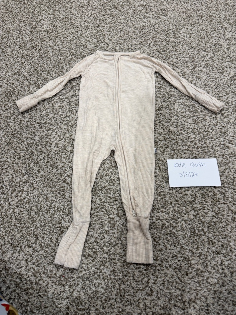 Little Sleepies oatmeal ribbed zippy
